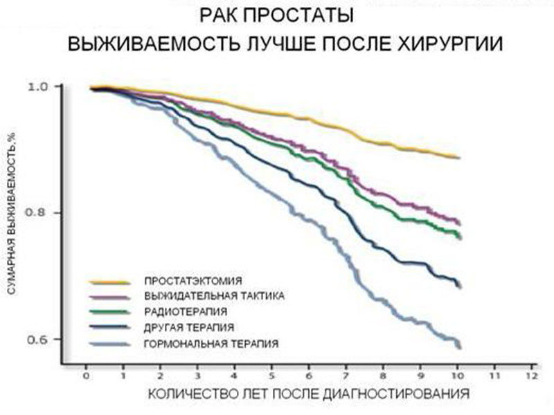 График продолжительности жизни при раке простаты